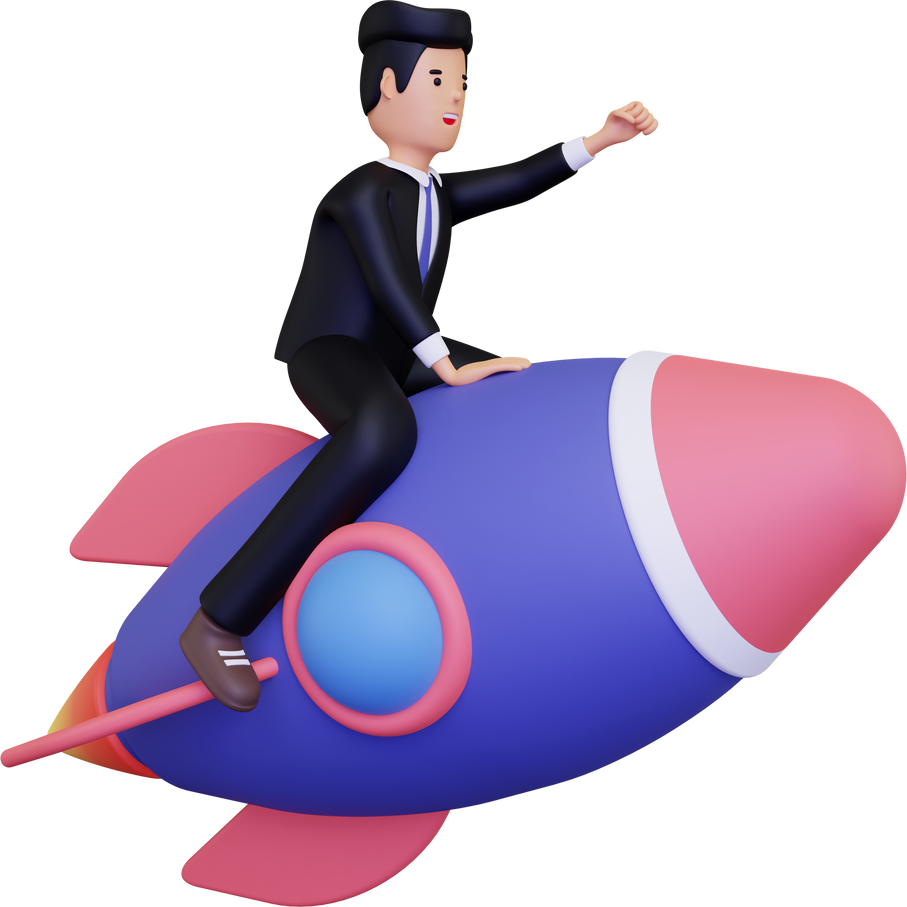 Businessman launch business startup 3D Illustration